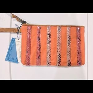 Brand new SimplyVera Coral Leather Wristlet